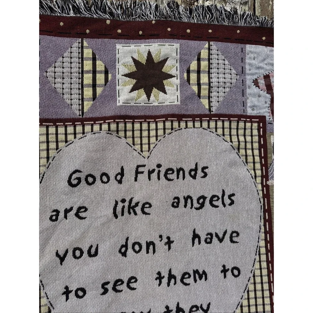 48” X 58” Good Friends Are Like Angels  Throw Blanket Tapestry With Tags